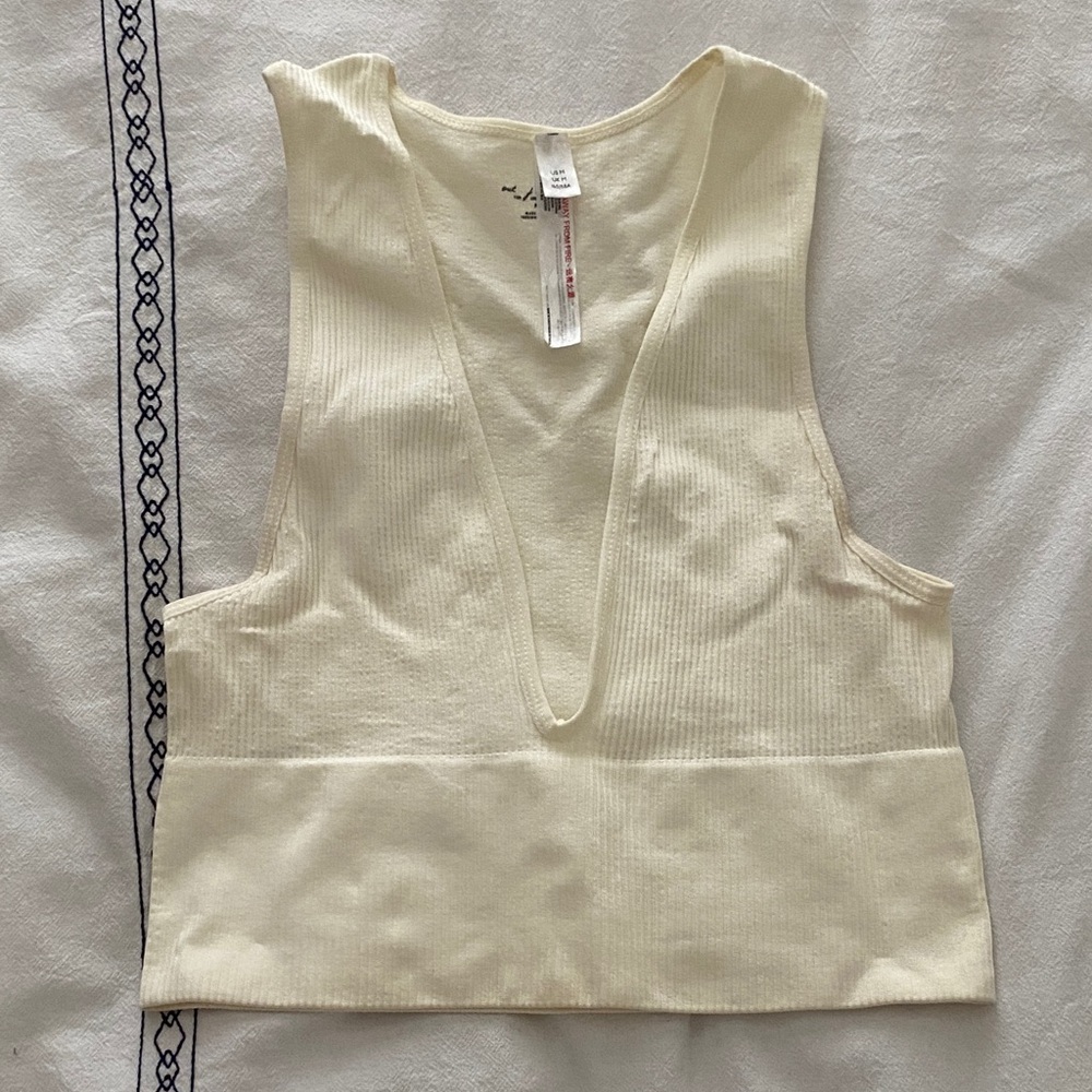 Urban Outfitters Cream Ribbed Tank Top